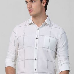 Mufti Men Spread Collar Grid Tattersall Checked Cotton Slim Fit Casual Shirt-picture-46