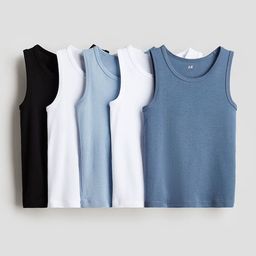 H&M 5-pack Cotton Vest Tops-image-67