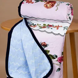 bsb home Pink & Blue Floral Printed Cotton AC Room 210 GSM Single Bed Dohar-image-29
