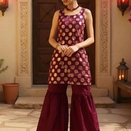 SZN Women Ethnic Motifs Printed Regular Kurta with Sharara-image-11