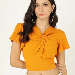 CORSICA Flutter Sleeve Crop Top-6