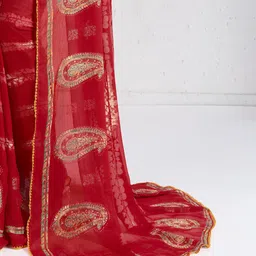 Anouk Floral Printed Pure Georgette Block Print Saree image 3