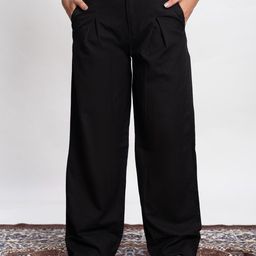 Me Craft Women Relaxed Straight Leg High-Rise Pleated Trousers-image-55