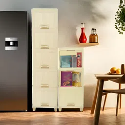RUBOXA Cream-Coloured Textured 7 Units Cabinet Multi-Utility Organizers-44