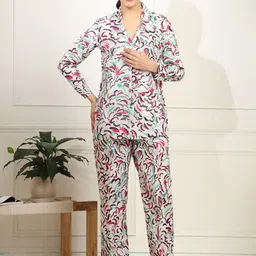 AMOUS Printed Collar Neck Shirt With Trousers Co-Ords-picture-30