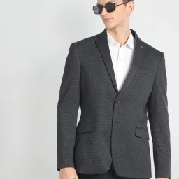 Men Self Design Single Breasted Formal Blazer-image-19