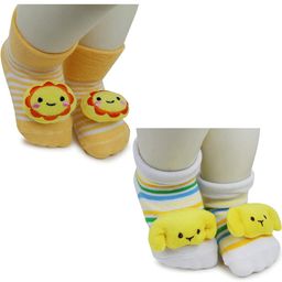 NESKA MODA 6 To 12 Months Baby Set Of 2 Pair Cotton Anti Slip Face Ankle Socks/ Booties-image-95
