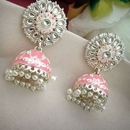 Anouk Gold Plated Artificial Beaded Dome Shaped Jhumkas-17