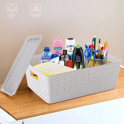Kuber Industries Grey 3 Pieces Self Design Stackable Multi-Utility Organisers image 5
