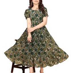 Anouk Floral Print Puff Sleeve Georgette Maxi Dress-image-44