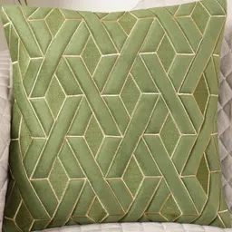 Modern Geometric Design Green Color Velvet Cushion Cover, Set of 1 Piece-image-83