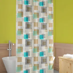 ArtzFolio Cream Colored & Brown Printed Waterproof Shower Curtain-18