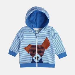 MINI KLUB Boys Striped Hooded Open Front Cotton Open Front Jacket-picture-28