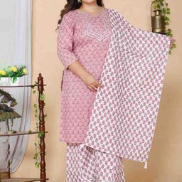 Doriyaan Women Floral Printed Regular Gotta Patti Pure Cotton Kurta with Palazzos & With Dupatta-picture-0