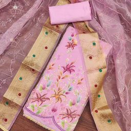SAINOOR Embroidered Organza Semi-Stitched Dress Material-image-81