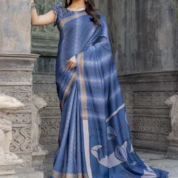 Mitera Silk Blend Block Print Saree-picture-2