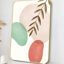 Myntra Elegant Homes Cream-Coloured & Green Wood Abstract Botanical Wall Art-9