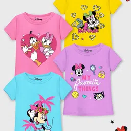 Disney By Miss and Chief Girls Pack Of 4 Graphic Printed Round Neck T-shirt-image-14