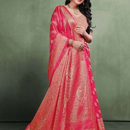 Durga Textile Ethnic Motifs Zari Organza Banarasi Saree-picture-1