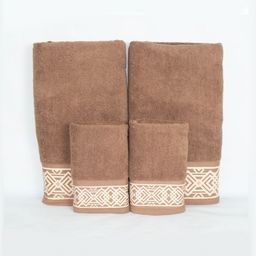 Myntra Elegant Homes Gold-Toned & White 4 Piece Printed Cotton 520 GSM Towel Set-2