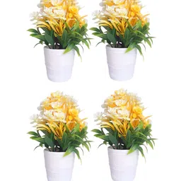 PROKART Yellow & Green 4 Pieces Orchid Artificial Flowers With Pot-picture-27