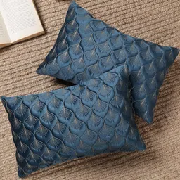 TANLOOMS Blue Velvet Rectangle Cushion Covers-image-35