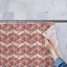 ArtzFolio Pink & Black Geometric Printed Waterproof Shower Curtain-15