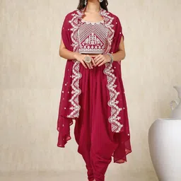 Soch Embroidered Top & Trousers With Cape Co Ords-image-21
