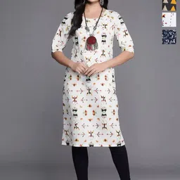 Anouk Rustic Women Pack OF-4 Ethnic Motifs Printed Crepe Straight Kurta-image-81