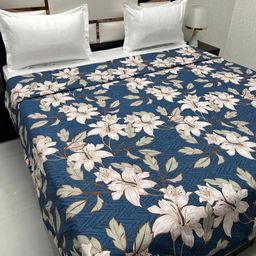 Pure Decor Blue & White Floral Microfiber AC Room 233 GSM Double Bed Comforter-image-41