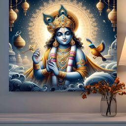 SAF Blue & Gold-Toned 1 Piece Wood Religious Wall Paintings-image-45