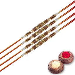 MEIRA JEWELLERY 6-Pcs Rakhi With Roli Chawal & Greeting Card-6