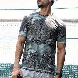 Campus Sutra Abstract Printed Acrylic T-shirt-image-7