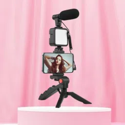SACRO Video Kit with(Tripod) LED Lights & Wireless Microphone For Vlogging/YouTubeZ475 Tripod-picture-2
