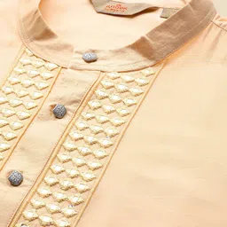 Anouk Cream-Coloured Mandarin Collar Mirror Work Kurta image 3