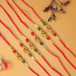 Anouk Set Of 6 Elephant Rakhi With Quirky Card Roli & Chawal-6