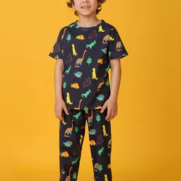 Anthrilo Boys Pure Cotton Animal Printed T-shirt & Pyjama Night suits-image-94