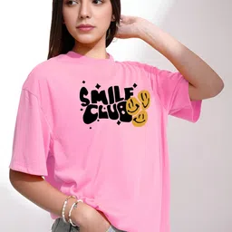 TQH Typography Printed Round Neck Drop-Shoulder Sleeves Oversized Cotton T-Shirt-picture-11