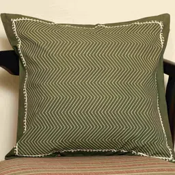 Crown of Poppies Olive Green Geometric Square Cushion Covers-image-50