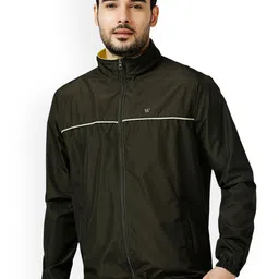 Zeel Men Geometric Windcheater Crop Bomber Jacket image 1