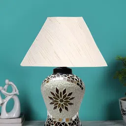 Devansh Off White Glass Traditional Frusturical Shaped Table Lamp-39