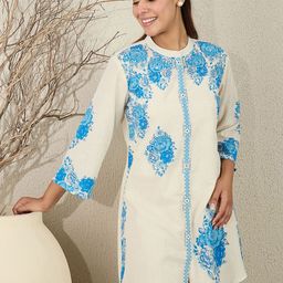 Indo Era Printed Pure Cotton Mandarin Collar Neck Top With Palazzos Co-Ords-picture-21