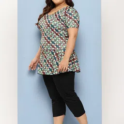 Aarika Checked Checked Plus Size Round Neck Swim Suit With Goggle image 5