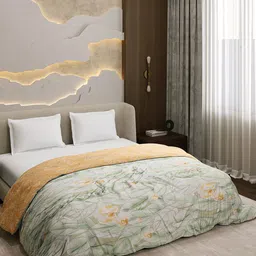 Monte Carlo Sea Green & Grey Ethnic Motifs AC Room 150 GSM Double Bed Comforter-picture-29