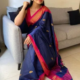 HERE&NOW Woven Design Zari Pure Silk Banarasi Saree-image-47