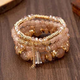 DIVASTRI Set Of 4 Gold-Plated Artificial Beaded Elasticated Bracelets image 5