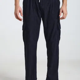 VOGAAN Men Solid Relaxed Loose Fit Cargos Trousers-image-99