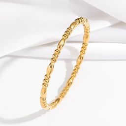 MYKI Stainless Steel Gold-Plated Artificial Beaded Bangle-Style Bracelet-22