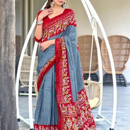 KALINI Batik Block Print Saree-3