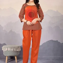 Krimmple Striped Round Neck Top & Trousers With Belt Co-Ords-picture-33